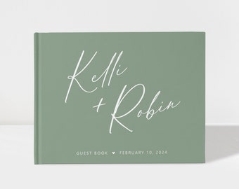 Wedding Guest Book | Sage and White | 50 Sheets of Paper | Color Choices Available | Design: A048
