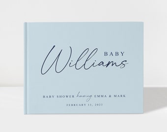 Baby Shower Guest Book | Pastel Blue and Navy | Baby Shower Decorations | 50 Sheets of Paper | Color Choices Available | Design: BBS027