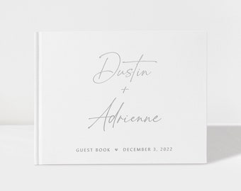 Wedding Guest Book | White and Silver Foil | 50 Sheets of Paper | Color Choices Available | Design: A042