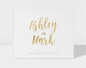 Wedding Guest Book | White and Gold | 50 Sheets of Paper | Color Choices Available| Design: A007