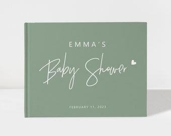 Baby Shower Guest Book | Sage Green and White | Baby Shower Decorations | 50 Sheets of Paper | Color Choices Available | Design: BBS025