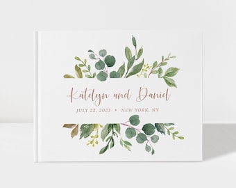 Rustic Wedding Guest Book | Greenery Guestbook Wedding | Rose Gold | 50 Sheets of Paper | Color Choices Available | Design: A025