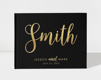 Wedding Guest Book | Black and Gold Foil | 50 Sheets of Paper | Color Choices Available | Design: A004