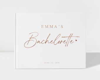 Bachelorette Party Guest Book | White and Rose Gold | From Miss to Mrs | 50 Sheets of Paper | Color Choices Available | Design: BR015