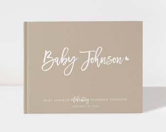 Neutral Baby Shower Guest Book | Beige and White | Baby Shower Decorations | 50 Sheets of Paper | Color Choices Available | Design: BBS010