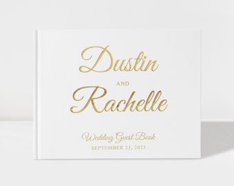 Wedding Guest Book | White and Gold | 50 Sheets of Paper | Color Choices Available | Design: 012