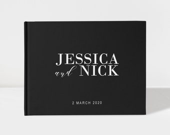Modern Wedding Guest Book | Black and White | 50 Sheets of Paper | Color Choices Available | Design: A033