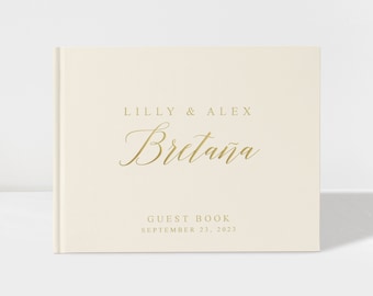 Wedding Guest Book Ideas | Ivory and Gold | 50 Sheets of Paper | Color Choices Available | Design: A011