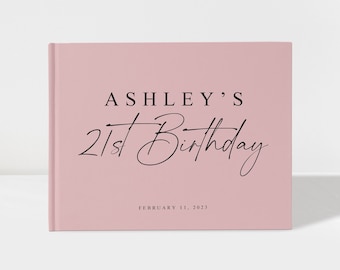 Birthday Guest Book | 21st Guest Book | Dusty Pink and Black | 50 Sheets of Paper | Color Choices Available | Design: BB013