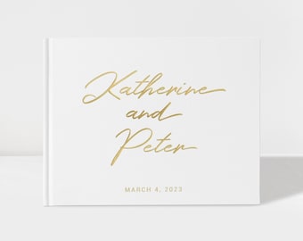 Wedding Guest Book | White and Gold | 50 Sheets of Paper | Color Choices Available | Design: A014
