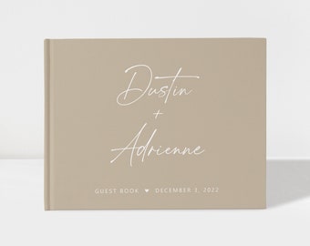 Wedding Guest Book | Beige and White | 50 Sheets of Paper | Color Choices Available | Design: A042