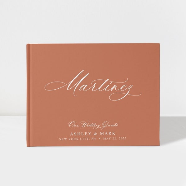 Wedding Guest Book | Terracotta and White | 50 Sheets of Paper | Color Choices Available | Design: A038