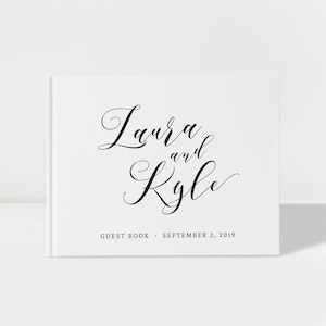 Wedding Guest Book | White and Black | 50 Sheets of Paper | Color Choices Available | Design: A010