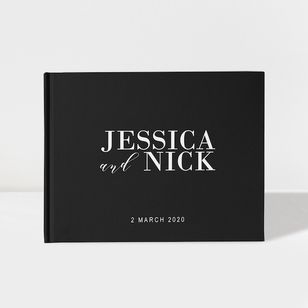 Modern Wedding Guest Book | Black and White | 50 Sheets of Paper | Color Choices Available | Design: A033