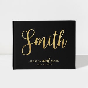 Wedding Guest Book | Black and Gold Foil | 50 Sheets of Paper | Color Choices Available | Design: A004