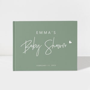 Baby Shower Guest Book | Sage Green and White | Baby Shower Decorations | 50 Sheets of Paper | Color Choices Available | Design: BBS025