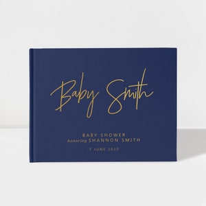 Boy Baby Shower Guest Book, Personalized Baby Shower Guest Book, Navy and Gold, Colour Choices Available, SKU: BBS022