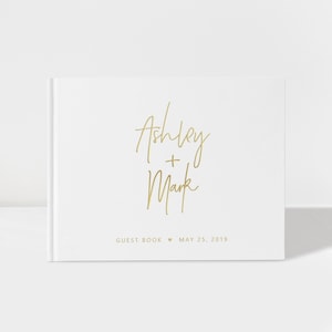 Wedding Guest Book | White and Gold | 50 Sheets of Paper | Color Choices Available | Design: A015