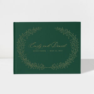 Wedding Guest Book | Emerald Green and Gold | 50 Sheets of Paper | Color Choices Available | Design: A040