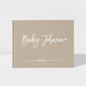 Neutral Baby Shower Guest Book | Beige and White | Baby Shower Decorations | 50 Sheets of Paper | Color Choices Available | Design: BBS010