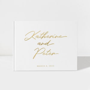 Bruiloftsgastenboek | Wit en goud | 50 vellen papier | Beschikbare kleurkeuzes | Ontwerp: A014