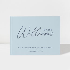 Baby Shower Guest Book | Pastel Blue and Navy | Baby Shower Decorations | 50 Sheets of Paper | Color Choices Available | Design: BBS027