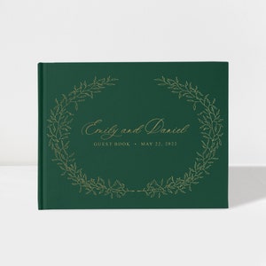 Libro degli ospiti per matrimonio / Verde smeraldo e oro / 50 fogli di carta / Colori disponibili / Design: A040