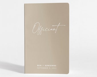Personalized Officiant Notebook | Beige and White | 5.25 x 8.25 inches | Color Choices Available | Design: A042