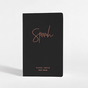 Wedding Speech Book | Best Man | Maid of Honor | Black and Rose Gold Speech Booklet | 5.25 x 8.25 inches | SKU: A015