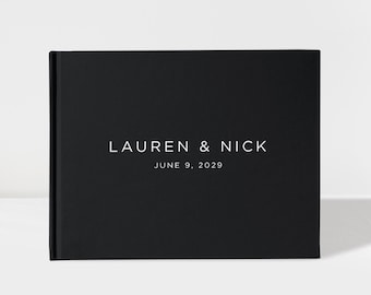 Wedding Guest Book Polaroid Personalized | Black and White | 50 Sheets of Paper | Color Choices Available | Design: A017