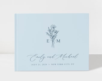 Wedding Guest Book | Pastel Blue and Coastal | 50 Sheets of Paper | Color Choices Available | Design: A068
