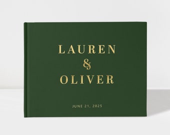 Wedding Guest Book | Wedding Photobooth Guest Book | Emerald Green and Gold | 50 Sheets of Paper | Color Choices Available | Design: A059