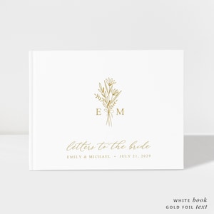Álbum de recortes Cartas a la novia / Libro Querida novia / Blanco y dorado / 50 hojas de papel / Opciones de colores disponibles / Diseño: BR020