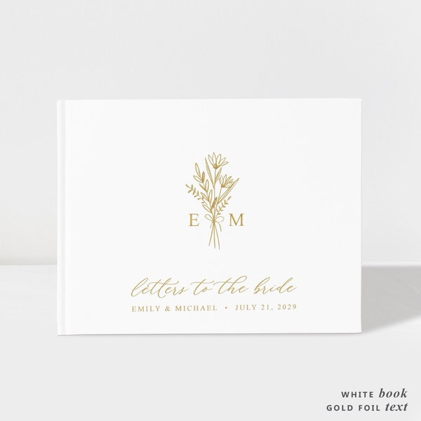 Letters to the Bride Scrapbook | Dear Bride Book | White and Gold | 50 Sheets of Paper | Color Choices Available | Design: BR020