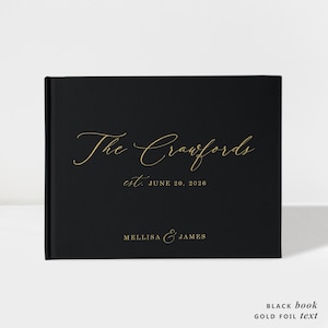Wedding Guest Books Personalized | Photo Booth Album | Black and Gold Foil | 50 Sheets of Paper | Color Choices Available | Design: A065