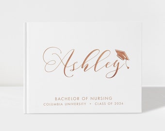 Graduation Guest Book Personalised | College Graduation Party | 50 Sheets of Paper | Color Choices Available | SKU: BG001