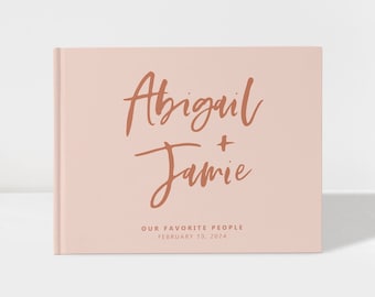 Wedding Guest Book | Pastel Peach and Terracotta | 50 Sheets of Paper | Color Choices Available | Design: A051