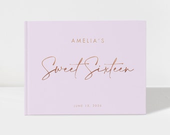 Sweet Sixteen Birthday Guest Book | Pastel Purple and Rose Gold Foil | 50 Sheets of Paper | Color Choices Available | Design: BB007