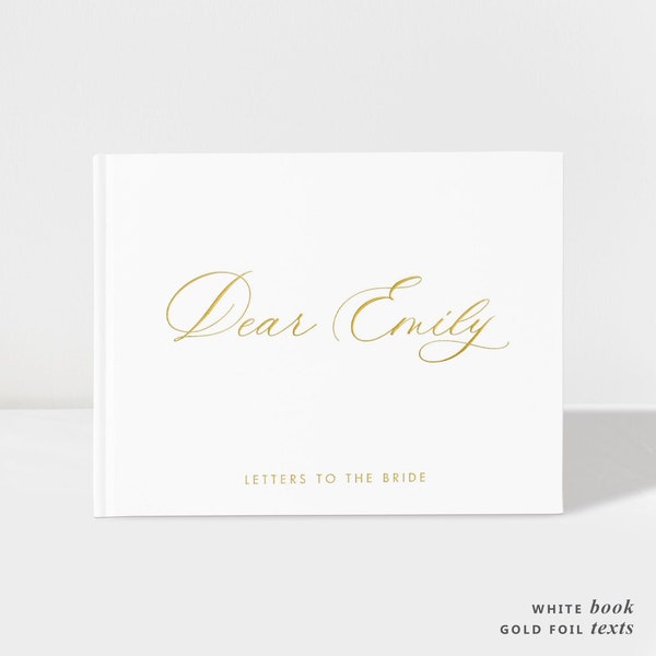 Letters to the Bride Book | Dear Bride | Bridal Shower Book | White and Gold | 50 Sheets of Paper | Color Choices Available | Design: BR003