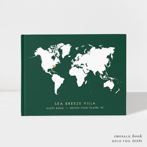 Airbnb Guest Book | Holiday Home Guest Sign In Book | Emerald and Gold Foil | 50 Sheets of Paper | Color Choices Available | Design: BNB012