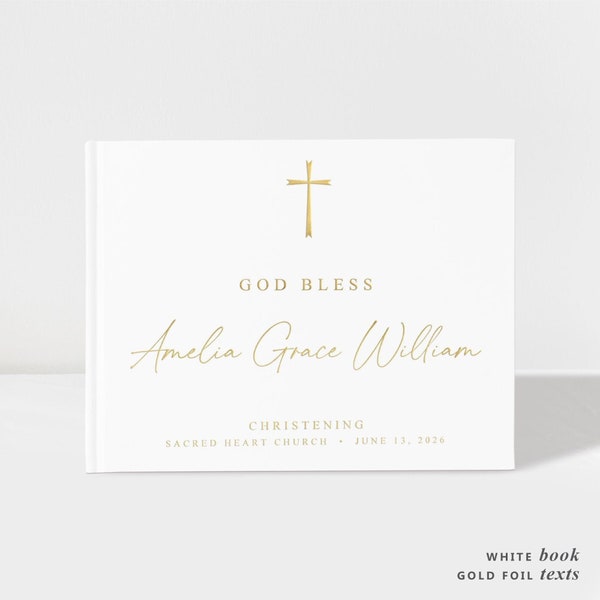 Christening Guest Book | Baptism Communion Guest Book | Well Wishes for Baby | 50 Sheets of Paper | Color Choices Available | SKU: BC001