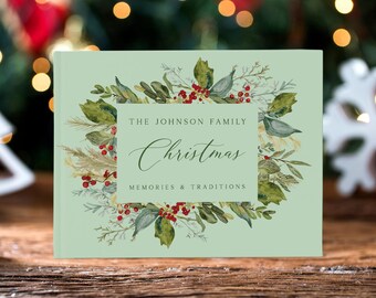 Personalized Christmas Celebrations  Guest Book, Family Holiday Memory Journal, Custom Keepsake for Traditions | XMAS005