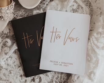 Vow Books Set of 2 | Her Vows His Vows | Black and White Vow Booklets | Color Choices Available | Design: A015