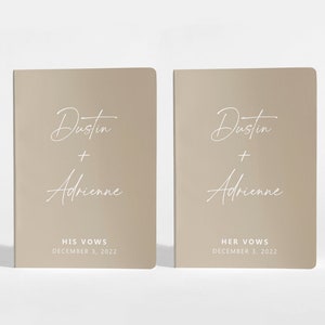 Vow Books Set of 2 | Her Vows His Vows | Beige and White | Color Choices Available | Design: A042