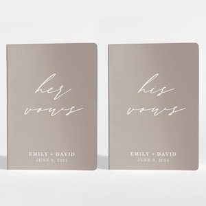 Libros de votos personalizados, juego de 2 / Folletos de votos en color topo / Opciones de colores disponibles / Diseño: A054
