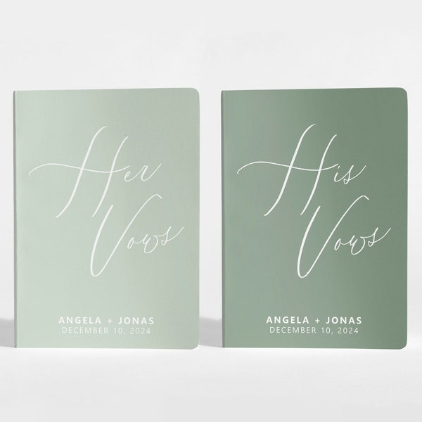 Vow Books Set of 2 | Her Vows His Vows | Sage and Mint | Color Choices Available | Design: A048