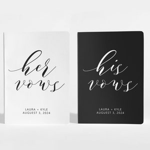 Vow Books Set of 2 Her Vows His Vows Black and White Color Choices Available Design: A010 image 1