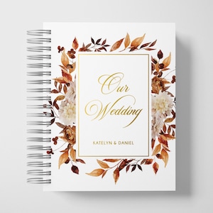 Personalized Fall Wedding Planner Book | Terracotta & Gold Design with Color Options (6x9 inches) | Design: A036