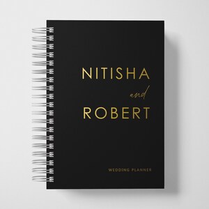 Wedding Planner Book Personalized | Modern Stationery | Black and Gold Foil | Color Choices Available | 6 x 9 inches | Design: A047
