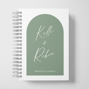 Wedding Planner Book Personalized | Arch Wedding Stationery | Sage Green and White | Color Choices Available | 6 x 9 inches | Design: A048